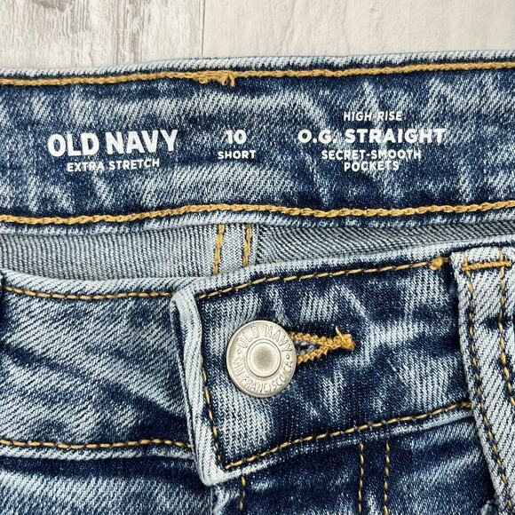 Old Navy High Rise OG Straight Smooth Pockets Distressed Mid Rise Jeans 10S - Picture 4 of 7